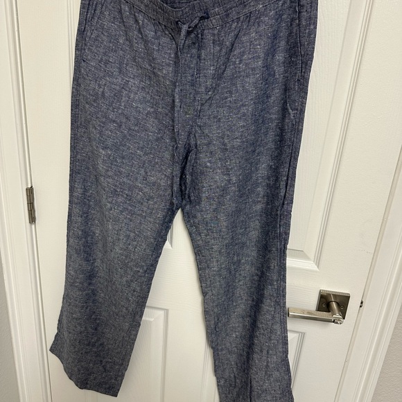 Ann Taylor Blue Wide Leg Linen Pants - Picture 1 of 5